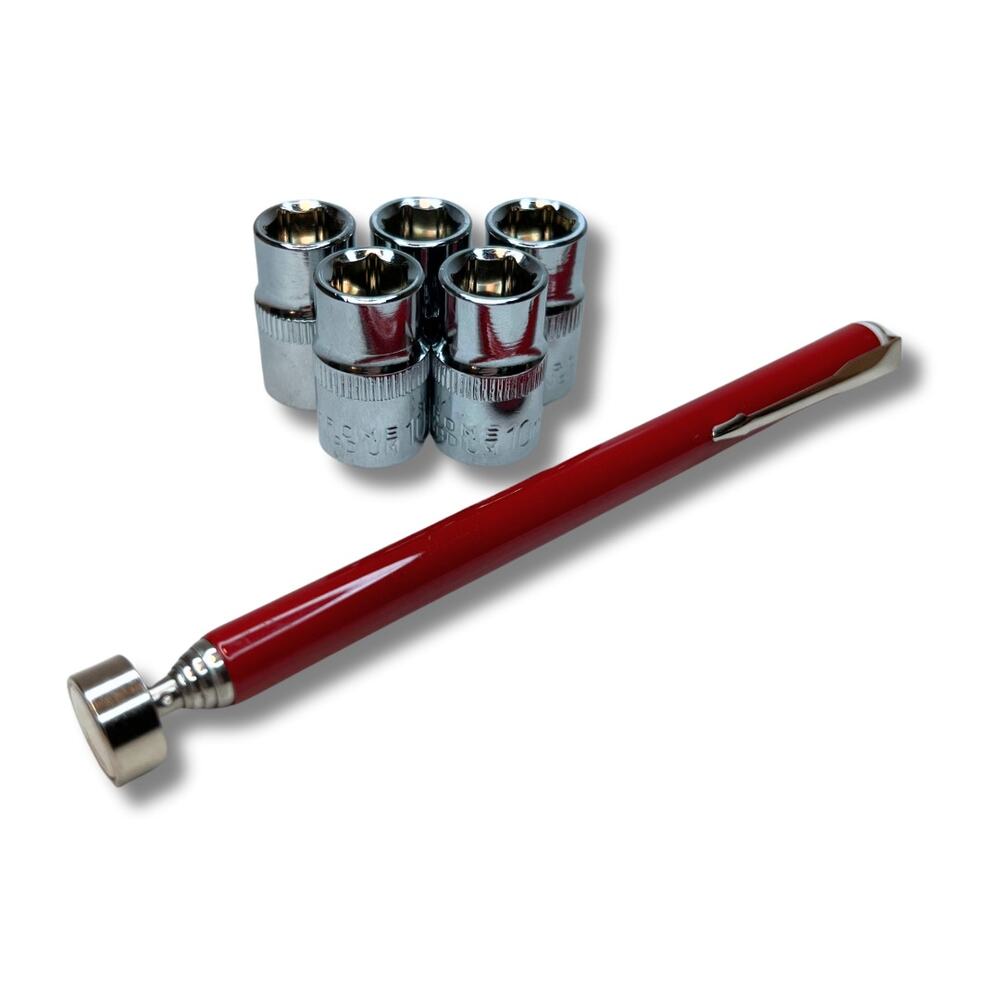 10mm Socket 5 Pcs Set 3/8" Shallow 5-Pound Magnetic Pick-up Tool